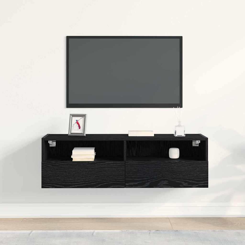 vidaXL Szafka pod telewizor Czarny Dąb 100 x 30 x 30 cm