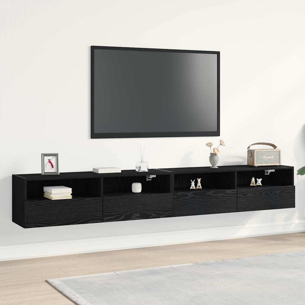 vidaXL Szafka pod telewizor 2 pcs Czarny dąb 100 x 30 x 30 cm