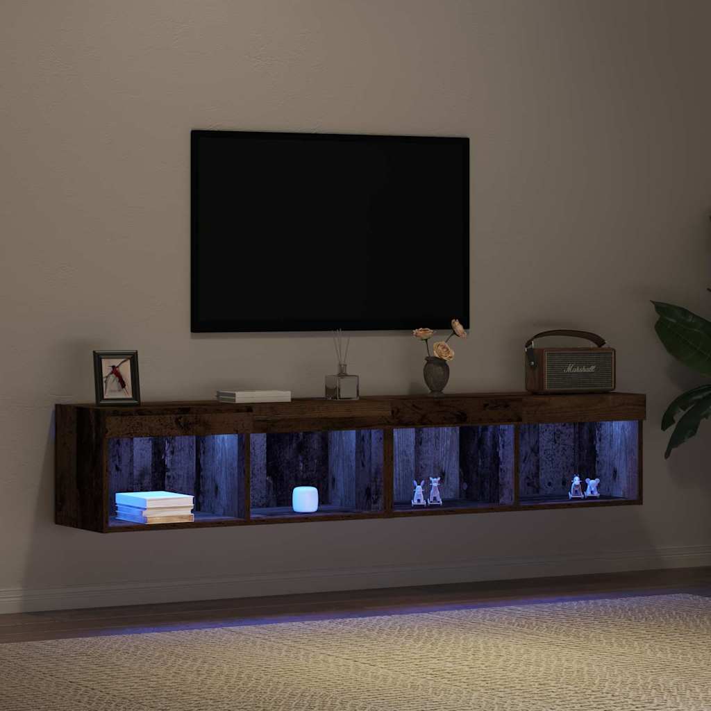 vidaXL Zestaw szafek RTV z LED 2 pcs Stare drewno 80 x 30 x 30 cm