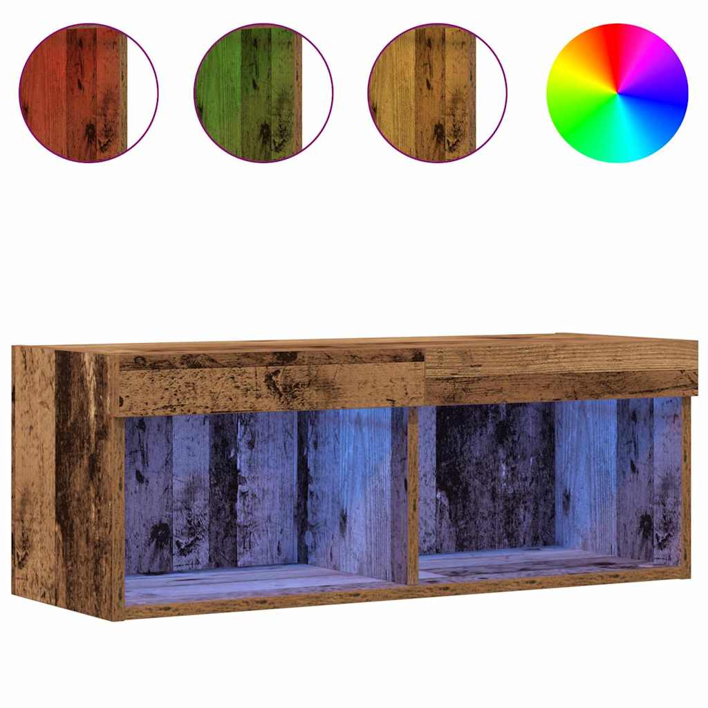vidaXL Zestaw szafek RTV z LED 2 pcs Stare drewno 80 x 30 x 30 cm