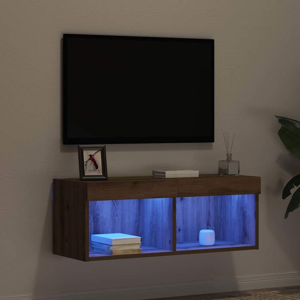vidaXL Zestaw szafek RTV z LED dąb artisan 80 x 30 x 30 cm