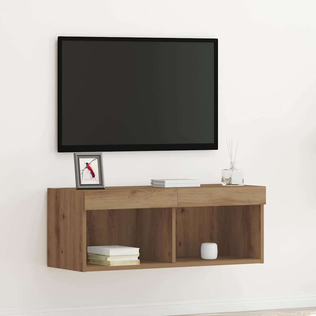 vidaXL Zestaw szafek RTV z LED dąb artisan 80 x 30 x 30 cm