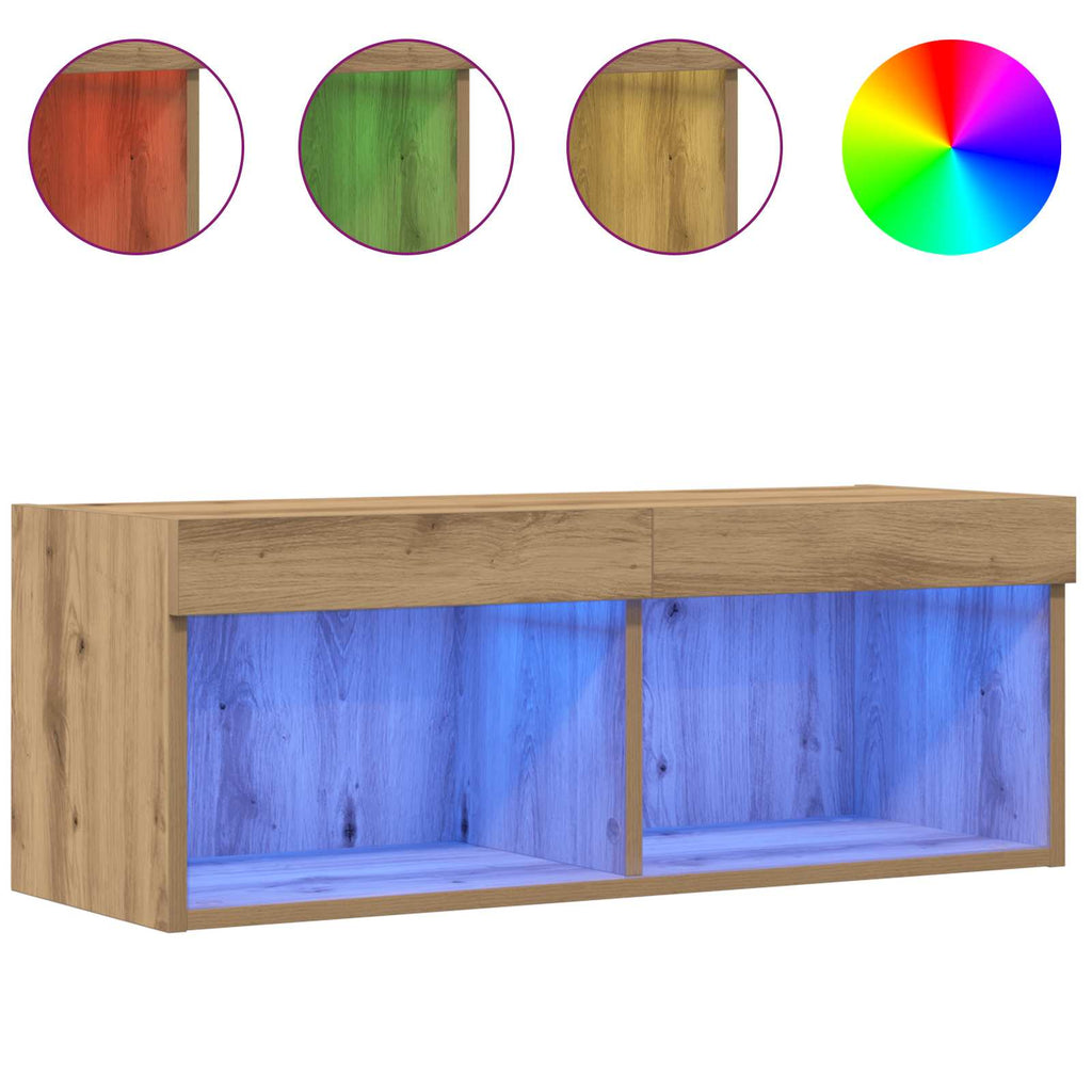 vidaXL Zestaw szafek RTV z LED dąb artisan 80 x 30 x 30 cm
