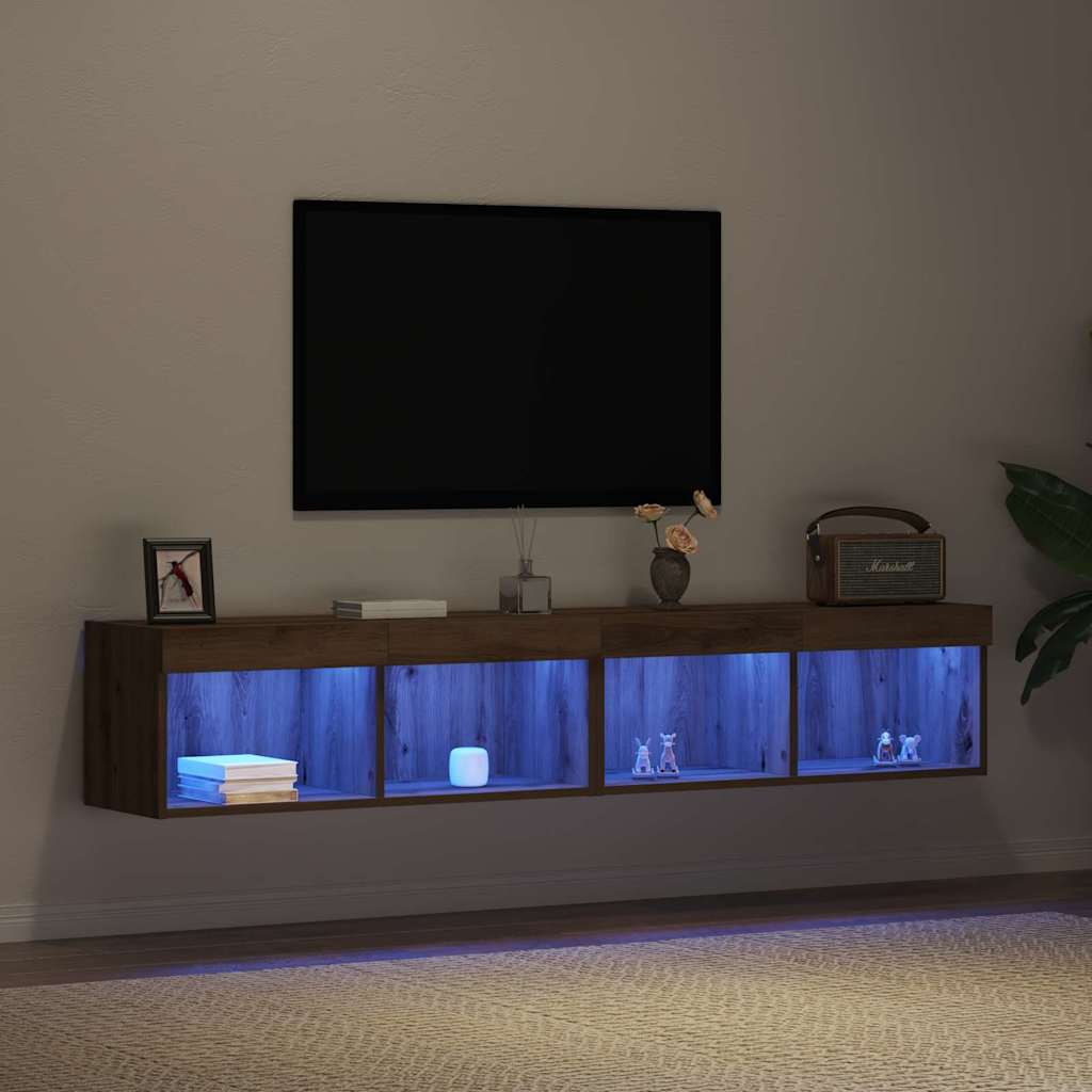vidaXL Zestaw szafek RTV z LED 2 pcs Dąb rzemieślniczy 80 x 30 x 30 cm