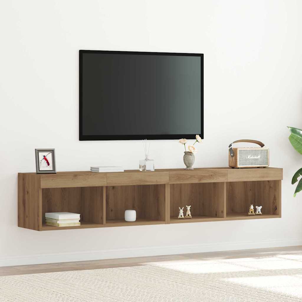 vidaXL Zestaw szafek RTV z LED 2 pcs Dąb rzemieślniczy 80 x 30 x 30 cm