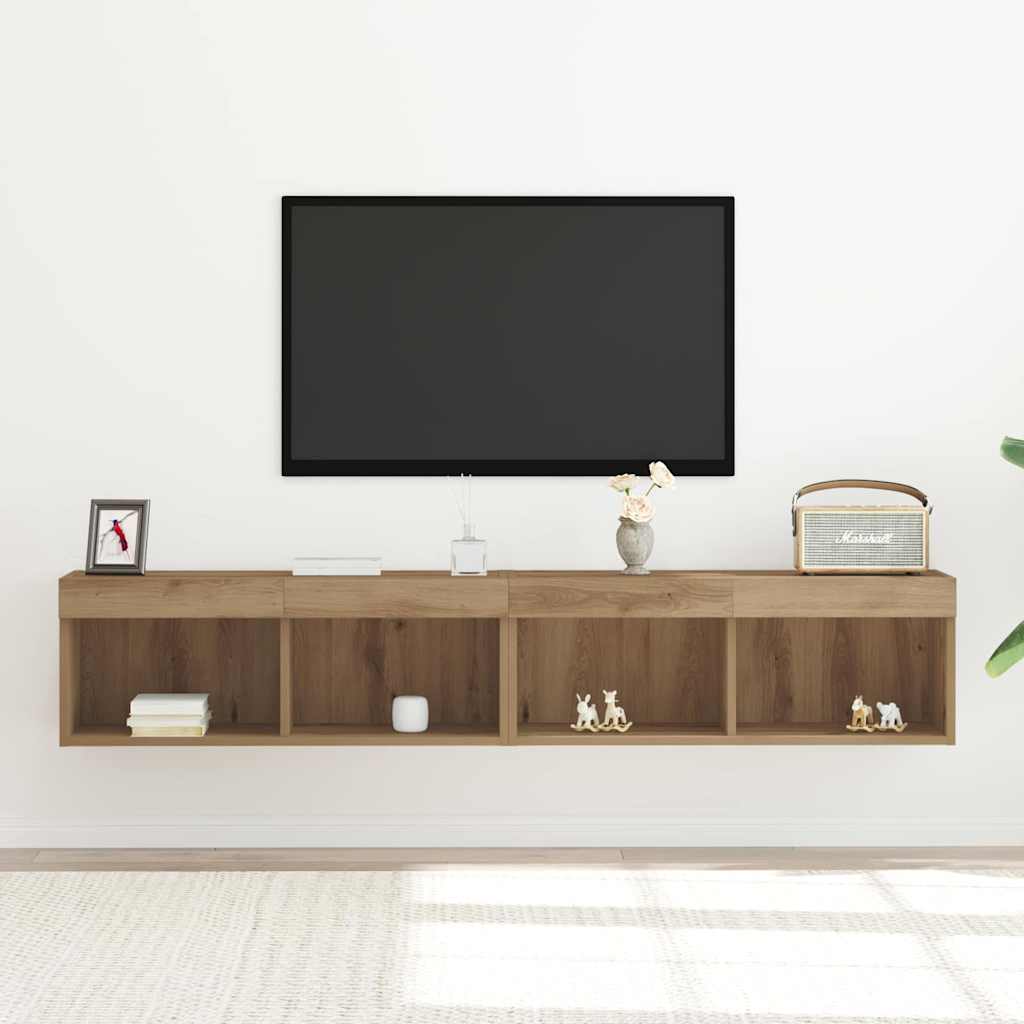 vidaXL Zestaw szafek RTV z LED 2 pcs Dąb rzemieślniczy 80 x 30 x 30 cm