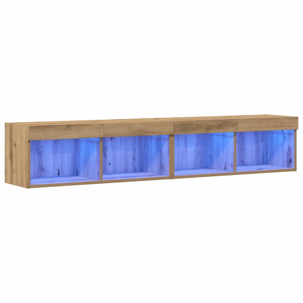 vidaXL Zestaw szafek RTV z LED 2 pcs Dąb rzemieślniczy 80 x 30 x 30 cm
