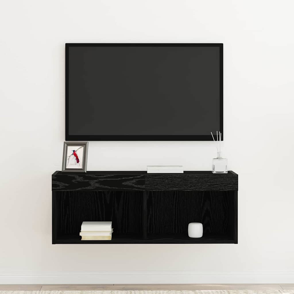 vidaXL Zestaw szafek RTV z LED Czarny Dąb 80 x 30 x 30 cm