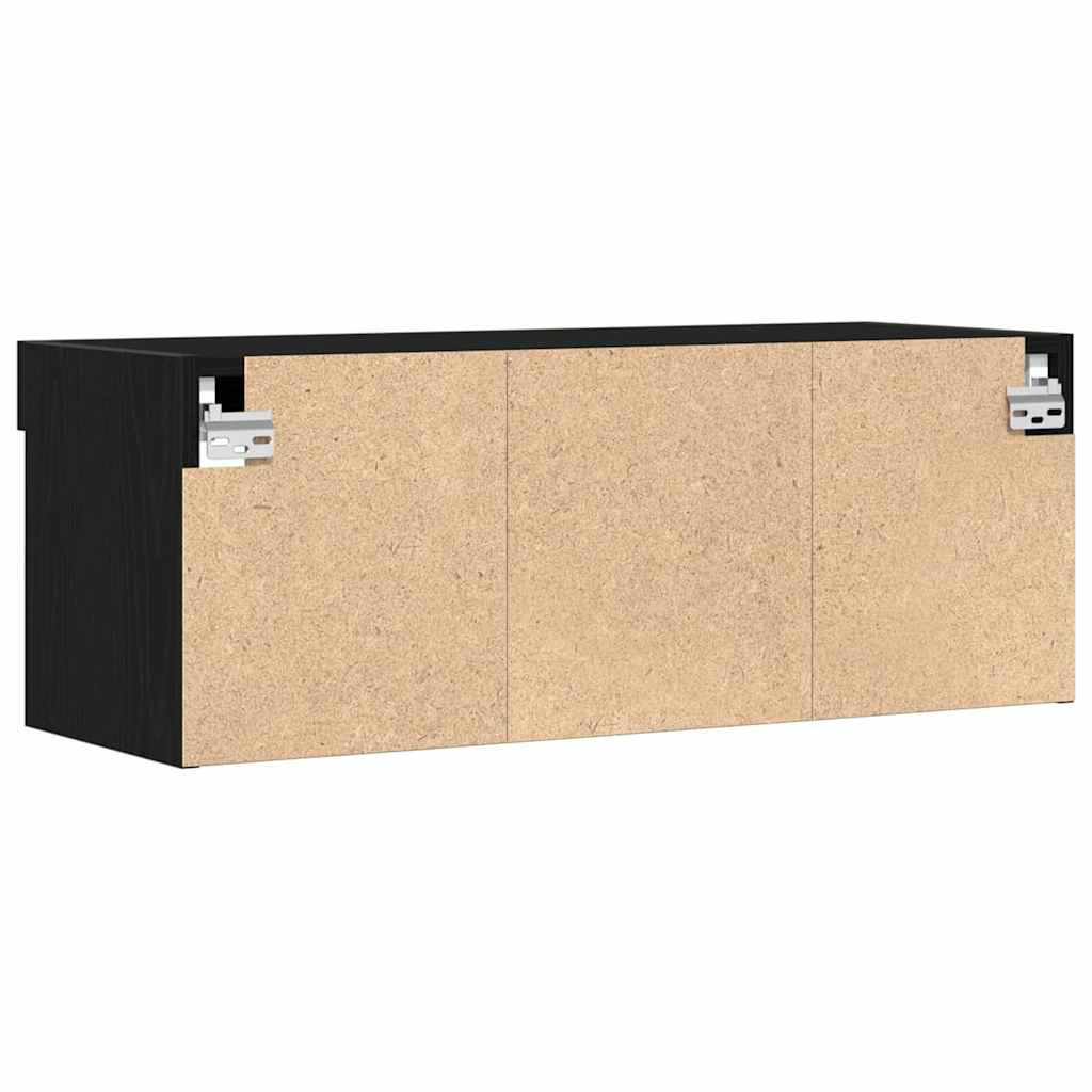 vidaXL Zestaw szafek RTV z LED Czarny Dąb 80 x 30 x 30 cm