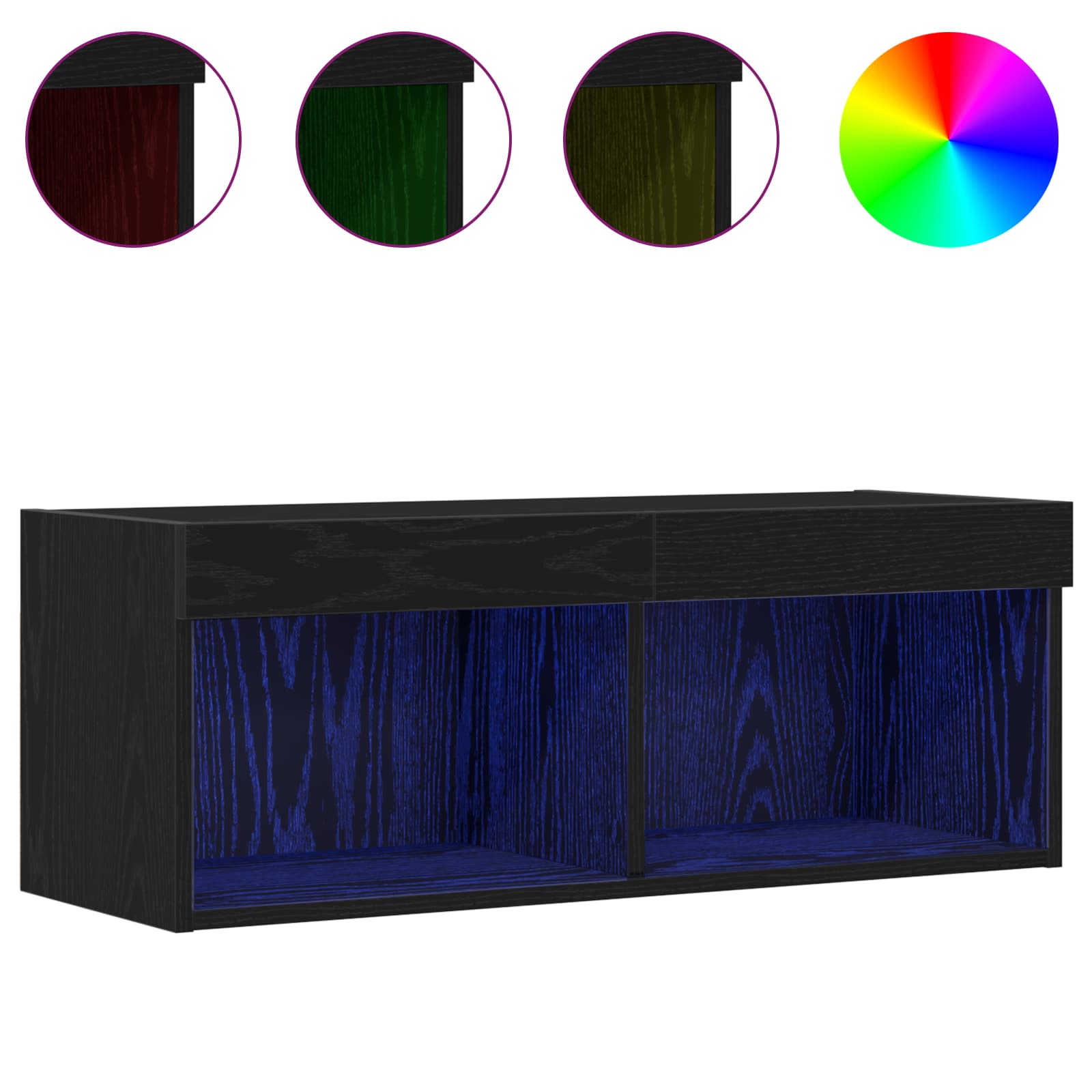 vidaXL Zestaw szafek RTV z LED Czarny Dąb 80 x 30 x 30 cm