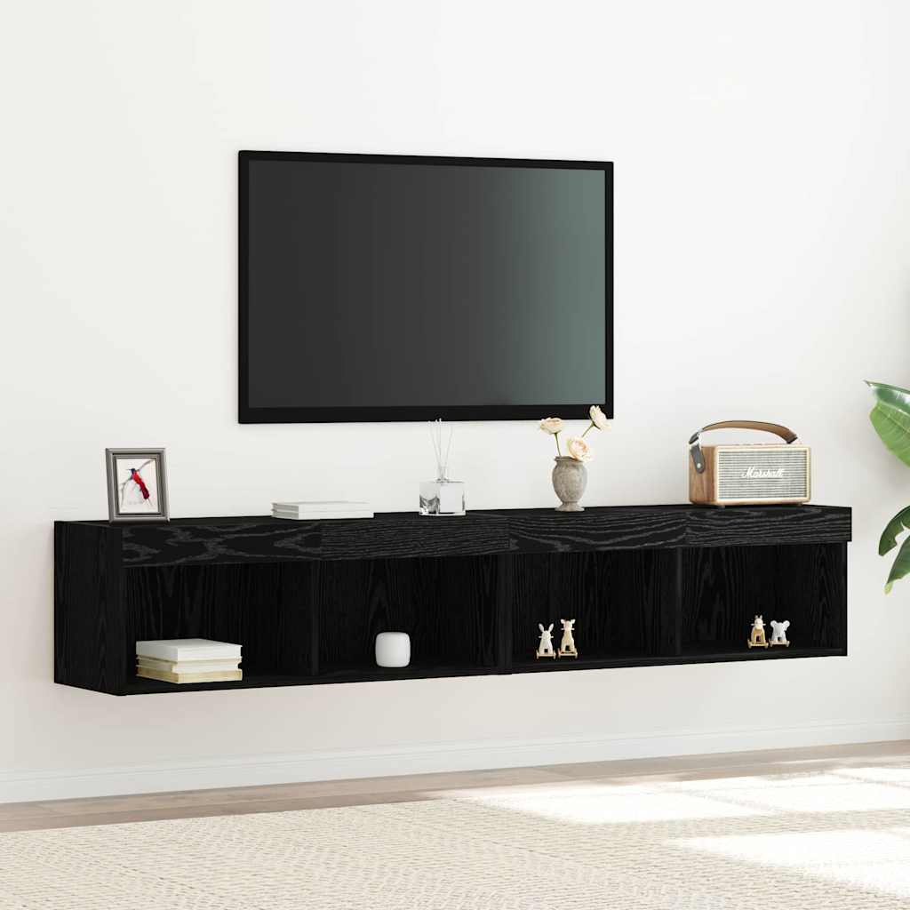 vidaXL Zestaw szafek RTV z LED 2 pcs Czarny dąb 80 x 30 x 30 cm