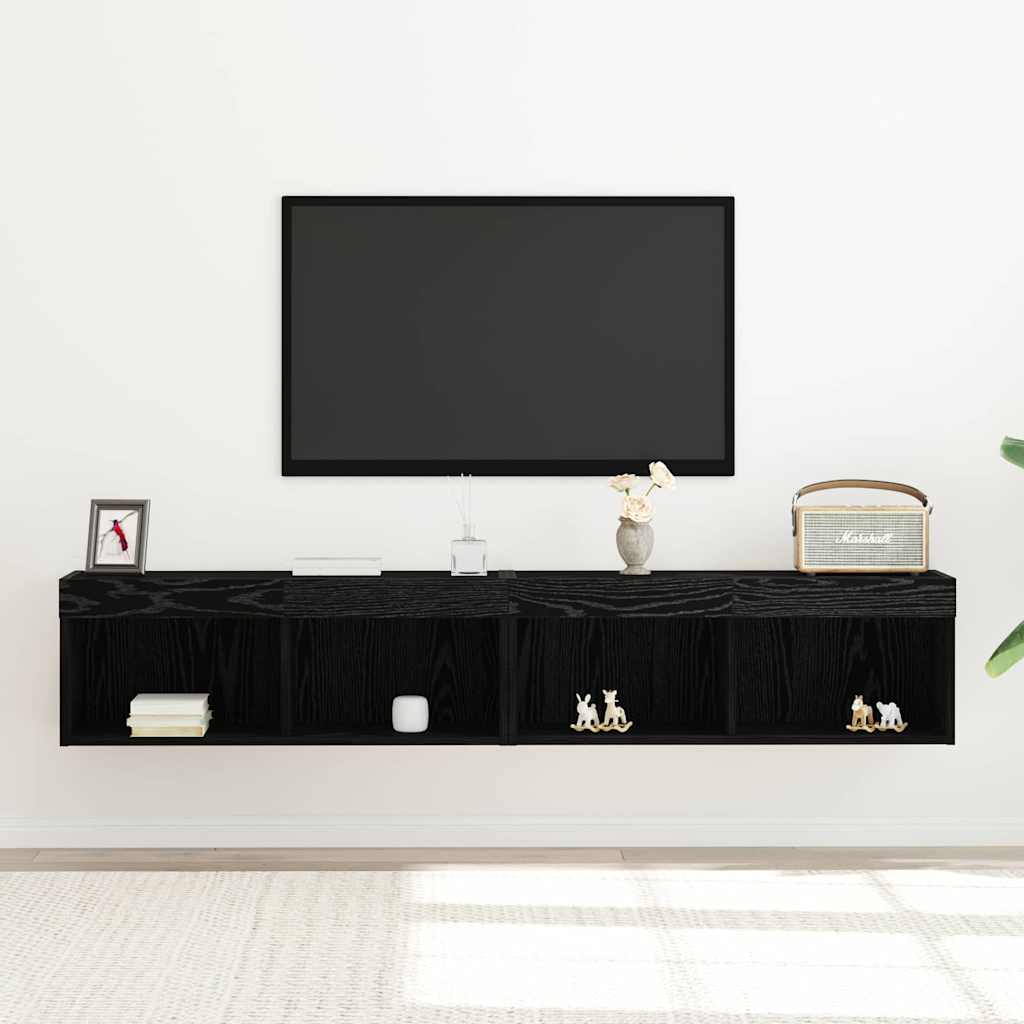 vidaXL Zestaw szafek RTV z LED 2 pcs Czarny dąb 80 x 30 x 30 cm