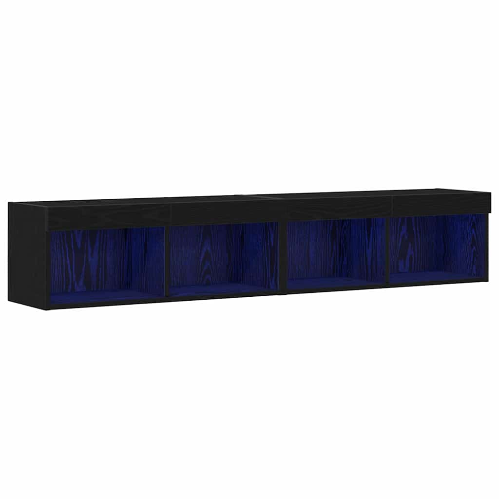 vidaXL Zestaw szafek RTV z LED 2 pcs Czarny dąb 80 x 30 x 30 cm
