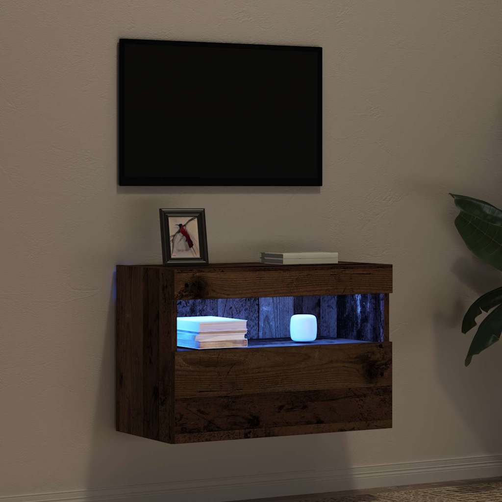 vidaXL Szafka pod telewizor z LED Stare drewno 60 x 30 x 40 cm