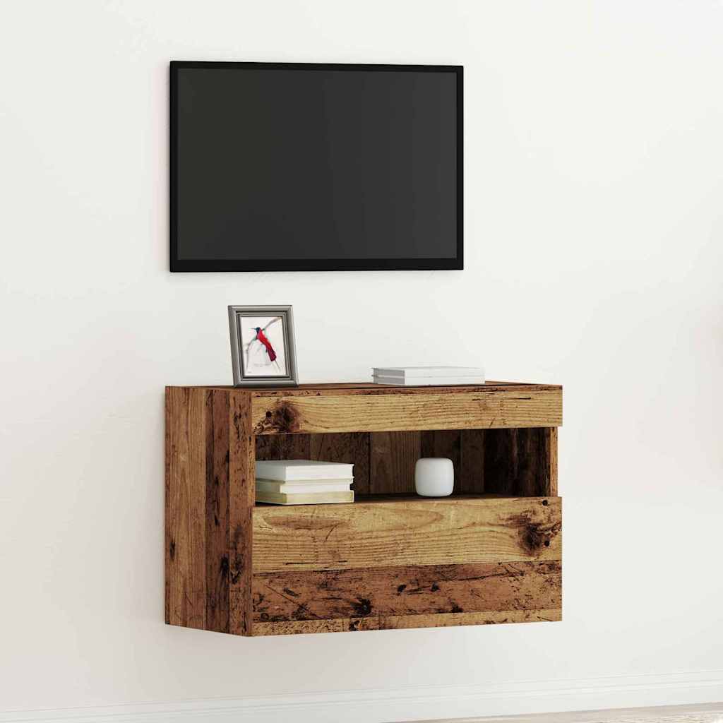 vidaXL Szafka pod telewizor z LED Stare drewno 60 x 30 x 40 cm