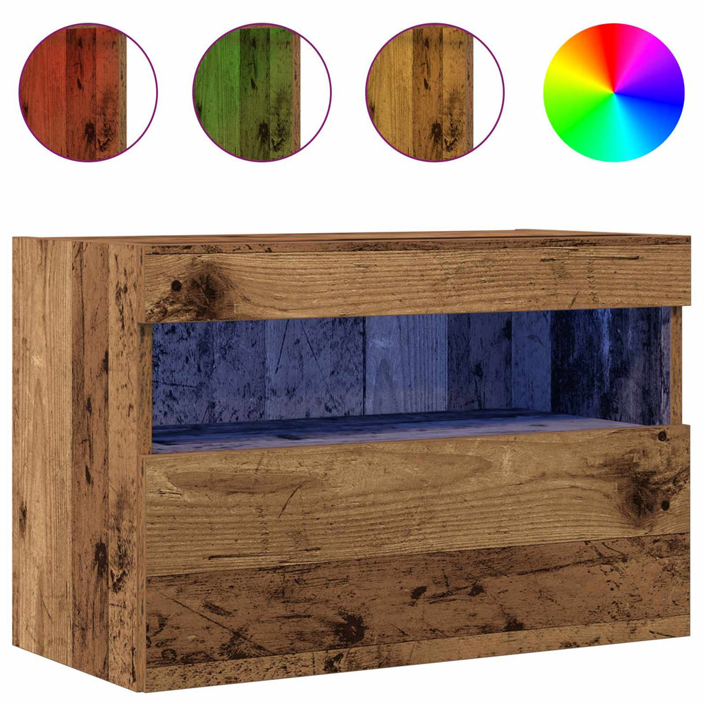 vidaXL Szafka pod telewizor z LED Stare drewno 60 x 30 x 40 cm