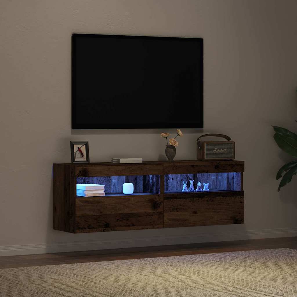 vidaXL Szafka pod telewizor z LED 2 pcs Stare drewno 60 x 30 x 40 cm