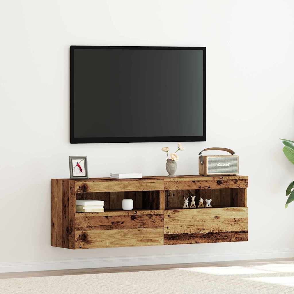 vidaXL Szafka pod telewizor z LED 2 pcs Stare drewno 60 x 30 x 40 cm