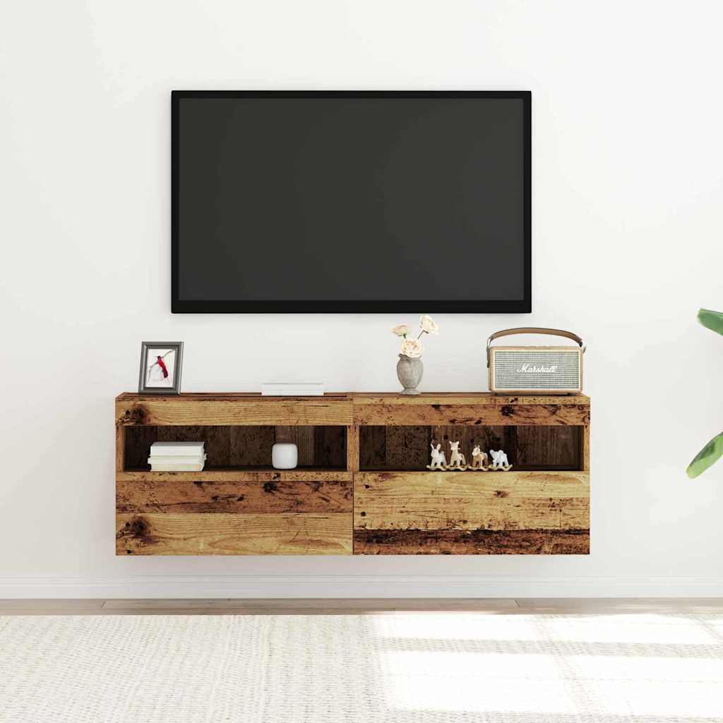vidaXL Szafka pod telewizor z LED 2 pcs Stare drewno 60 x 30 x 40 cm