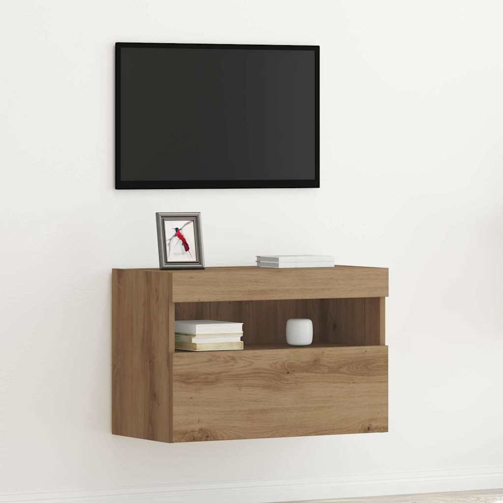 vidaXL Szafka pod telewizor z LED dąb artisan 60 x 30 x 40 cm
