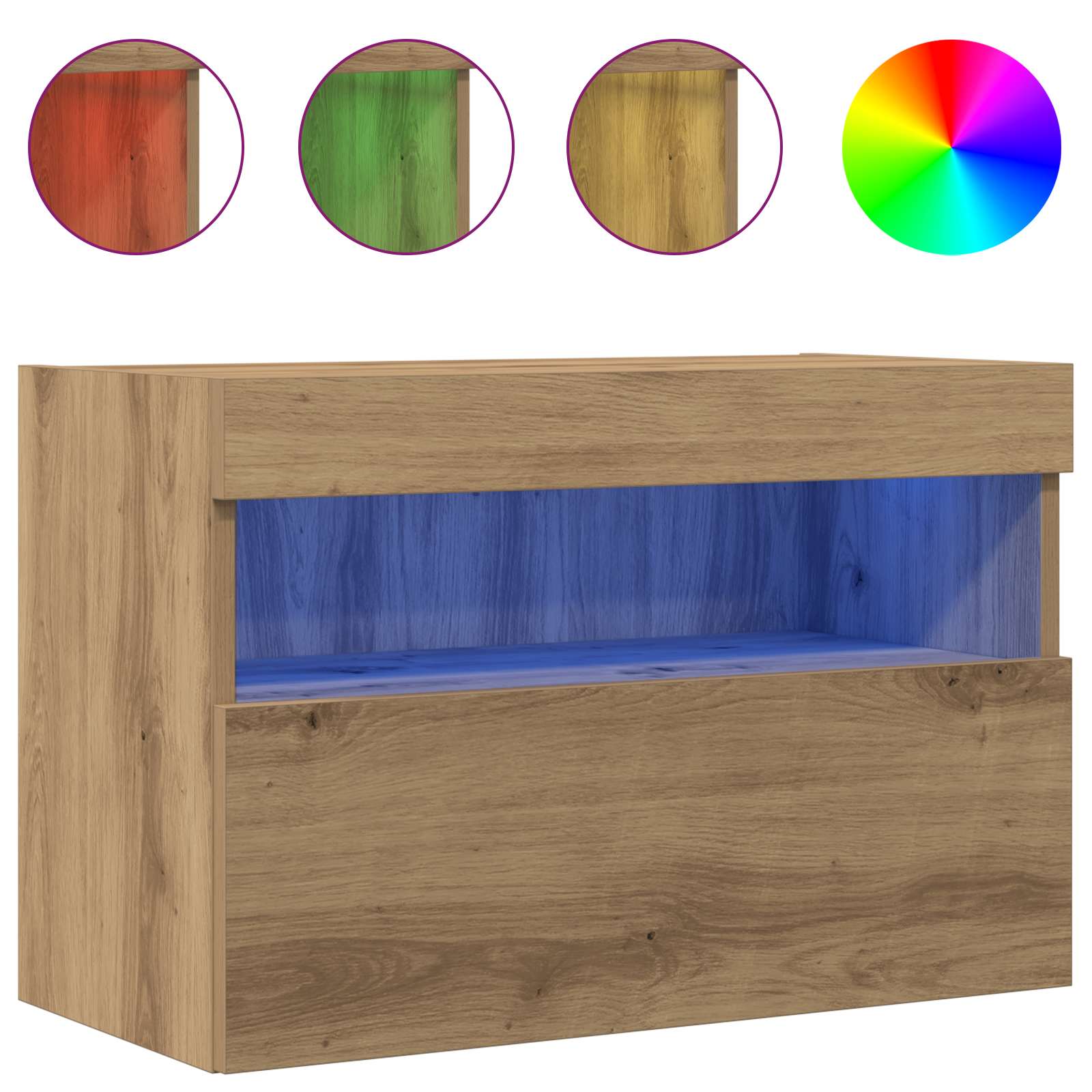 vidaXL Szafka pod telewizor z LED dąb artisan 60 x 30 x 40 cm