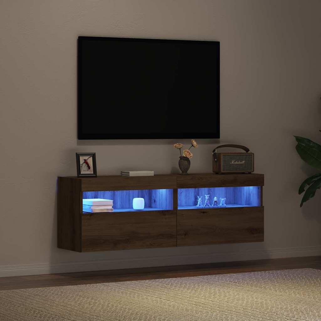 vidaXL Szafka pod telewizor z LED 2 pcs dąb artisan 60 x 30 x 40 cm