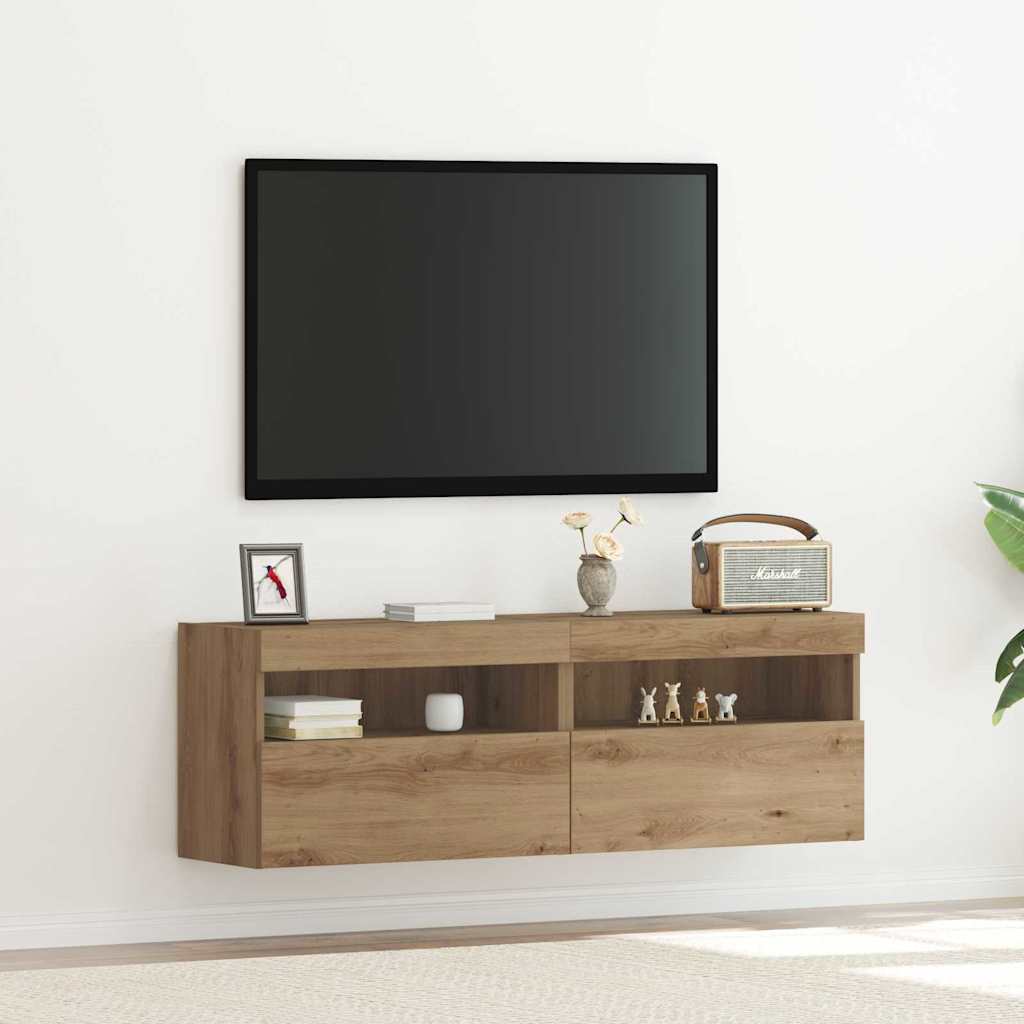 vidaXL Szafka pod telewizor z LED 2 pcs dąb artisan 60 x 30 x 40 cm