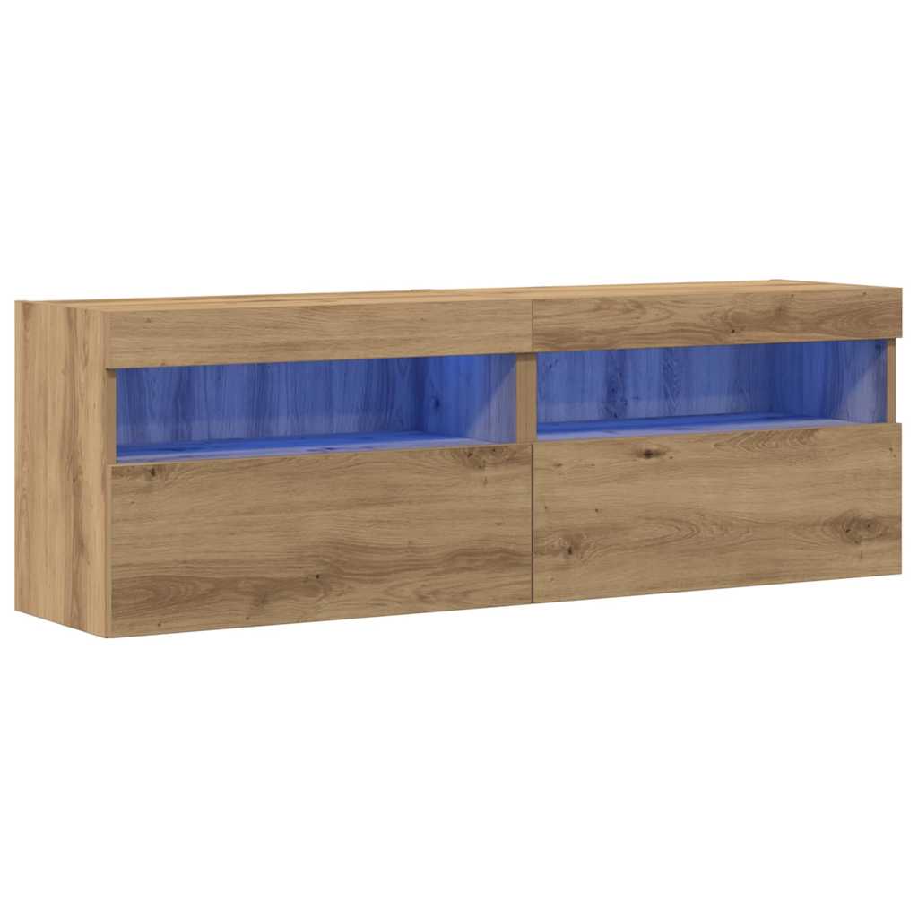 vidaXL Szafka pod telewizor z LED 2 pcs dąb artisan 60 x 30 x 40 cm