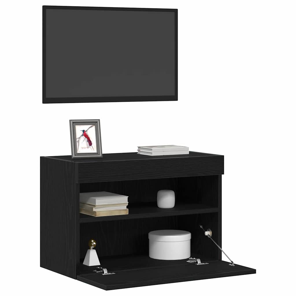 vidaXL Szafka pod telewizor z LED 2 pcs Czarny dąb 60 x 30 x 40 cm