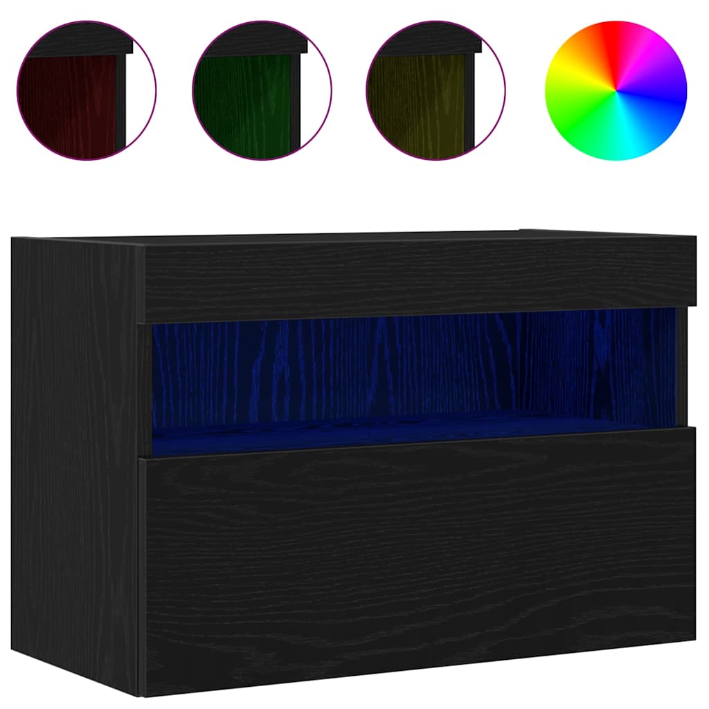 vidaXL Szafka pod telewizor z LED 2 pcs Czarny dąb 60 x 30 x 40 cm