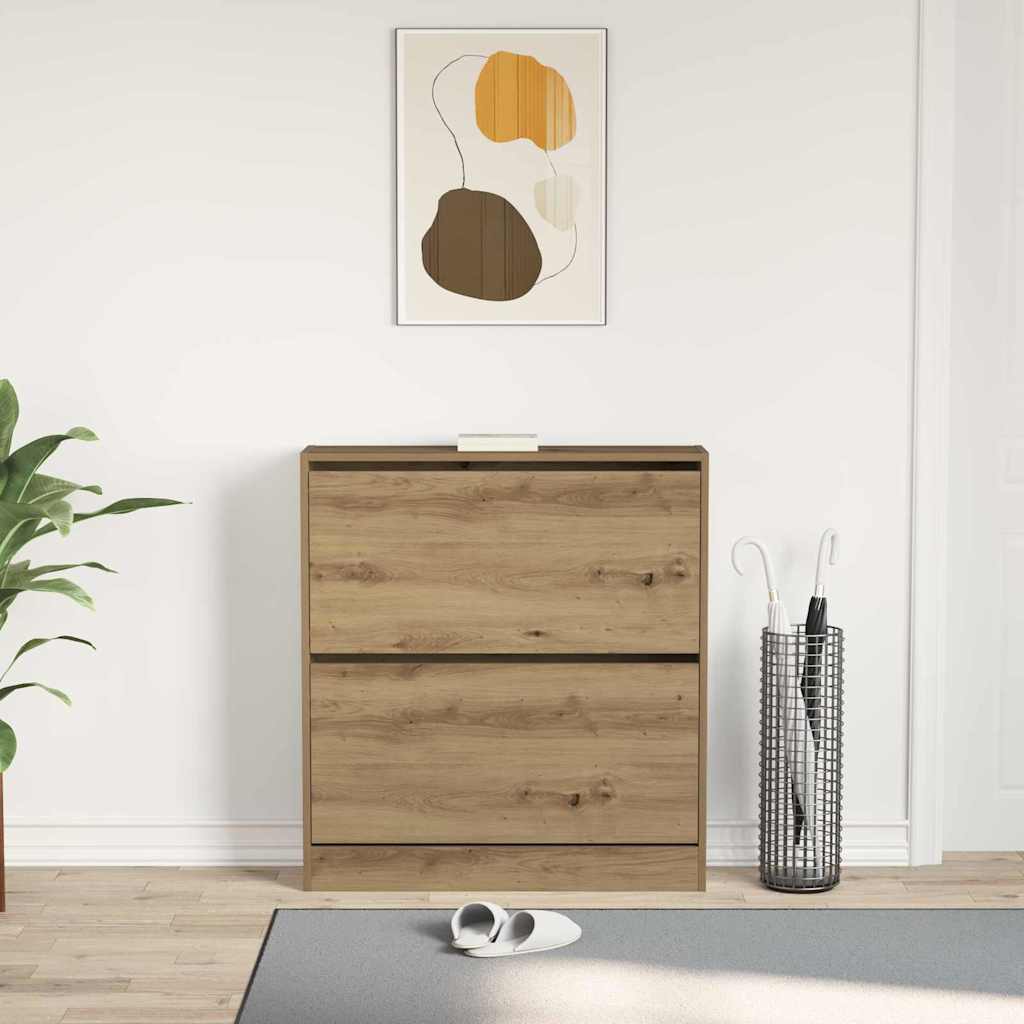 vidaXL Szafka na buty z półką z drzwiami Dąb wędzony 80 x 21 x 87,5 cm