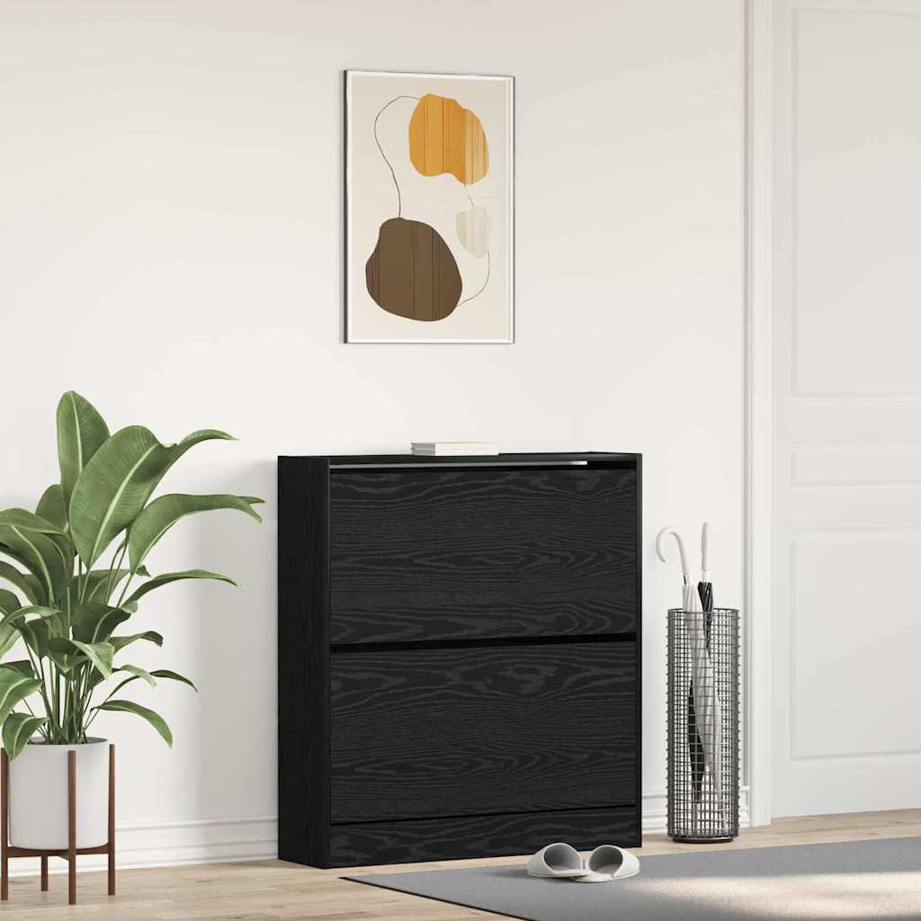 vidaXL Szafka na buty z półką z drzwiami Czarny Dąb 80 x 21 x 87,5 cm