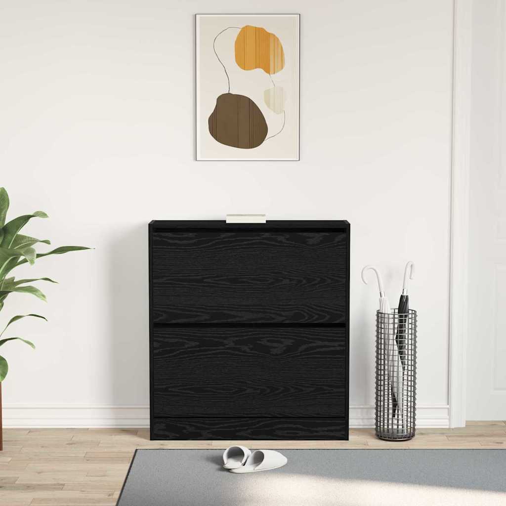 vidaXL Szafka na buty z półką z drzwiami Czarny Dąb 80 x 21 x 87,5 cm
