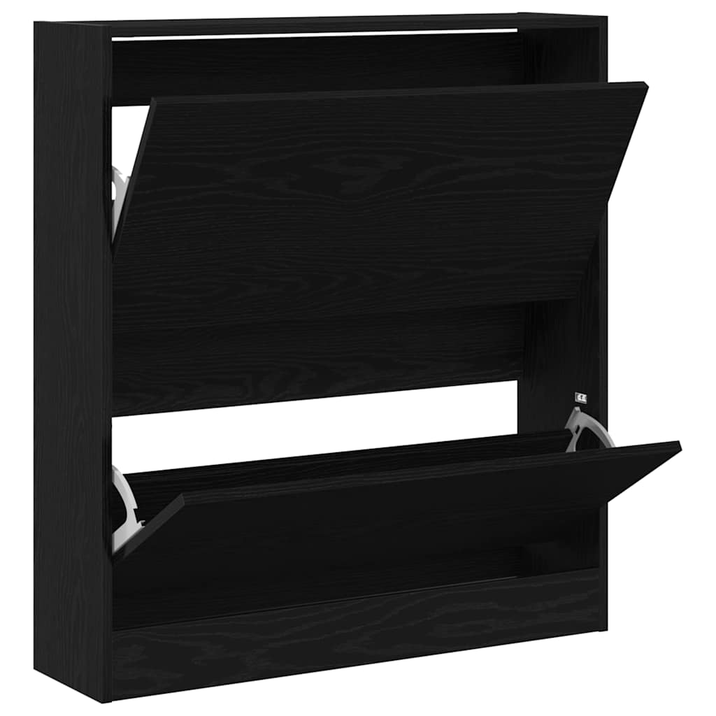 vidaXL Szafka na buty z półką z drzwiami Czarny Dąb 80 x 21 x 87,5 cm