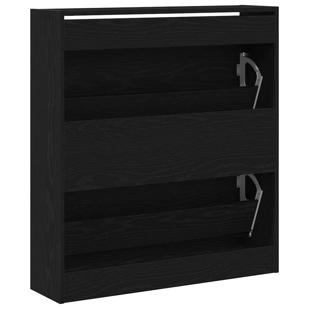 vidaXL Szafka na buty z półką z drzwiami Czarny Dąb 80 x 21 x 87,5 cm