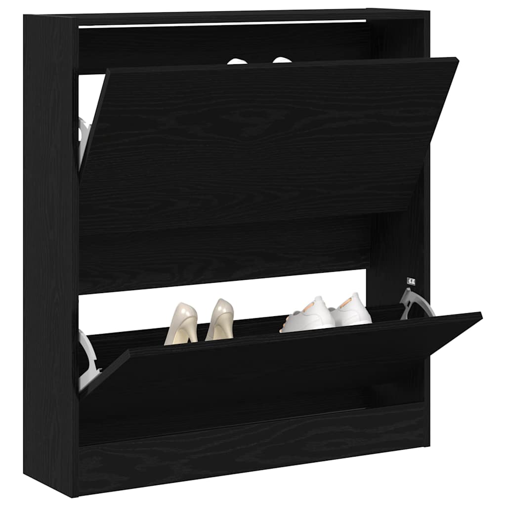 vidaXL Szafka na buty z półką z drzwiami Czarny Dąb 80 x 21 x 87,5 cm