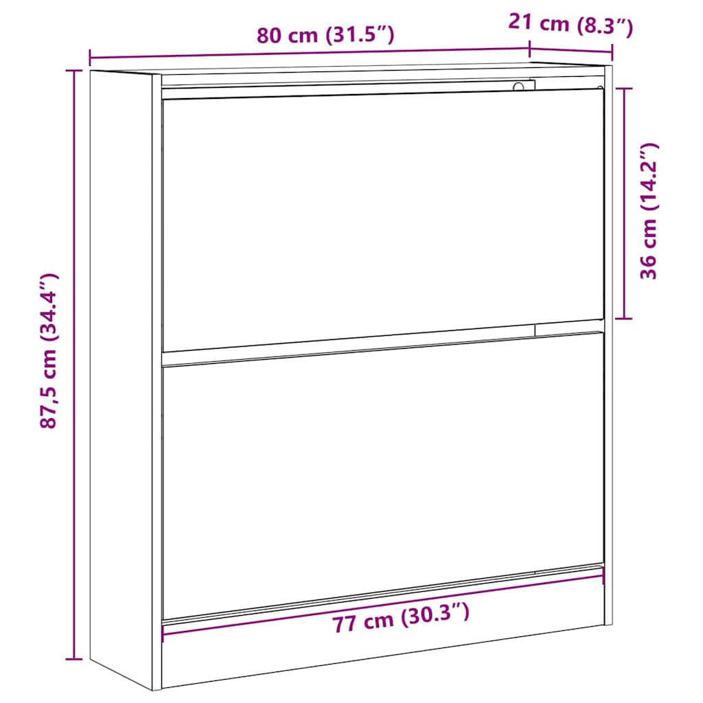 vidaXL Szafka na buty z półką z drzwiami Czarny Dąb 80 x 21 x 87,5 cm