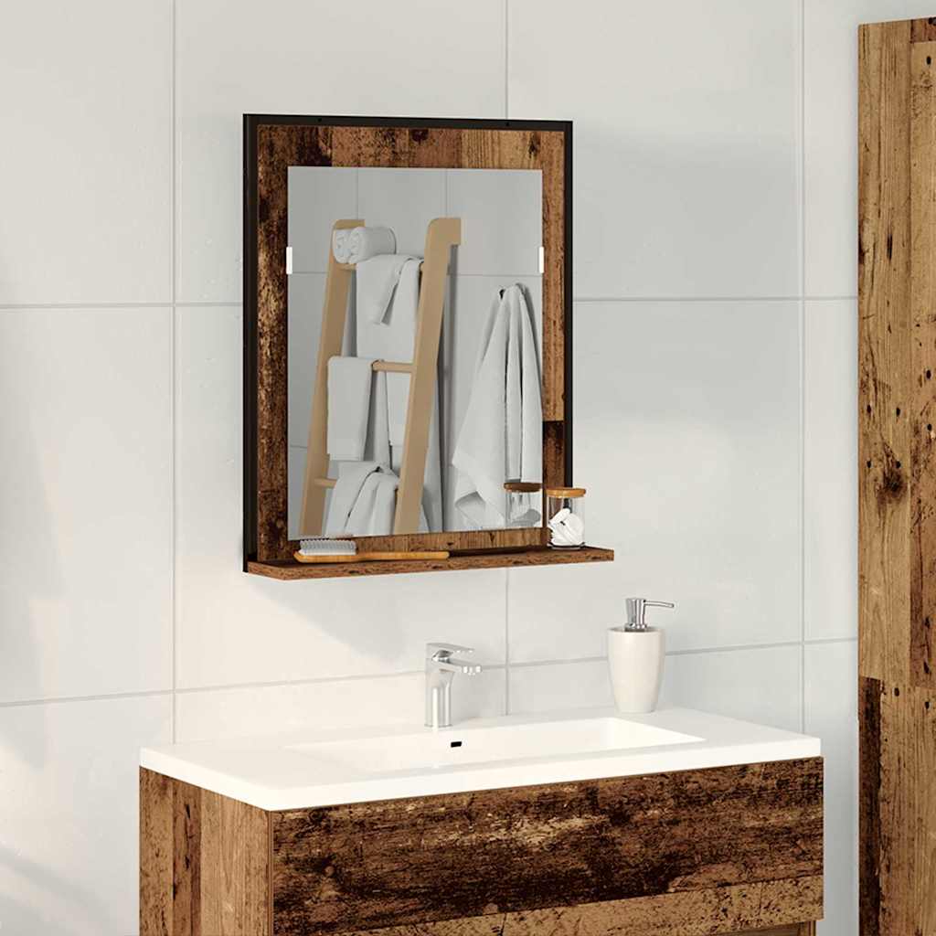 vidaXL Lustro Stare drewno 50 x 12 x 60 cm Szkło i drewno inżynieryjne
