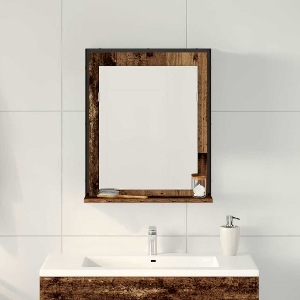 vidaXL Lustro Stare drewno 50 x 12 x 60 cm Szkło i drewno inżynieryjne