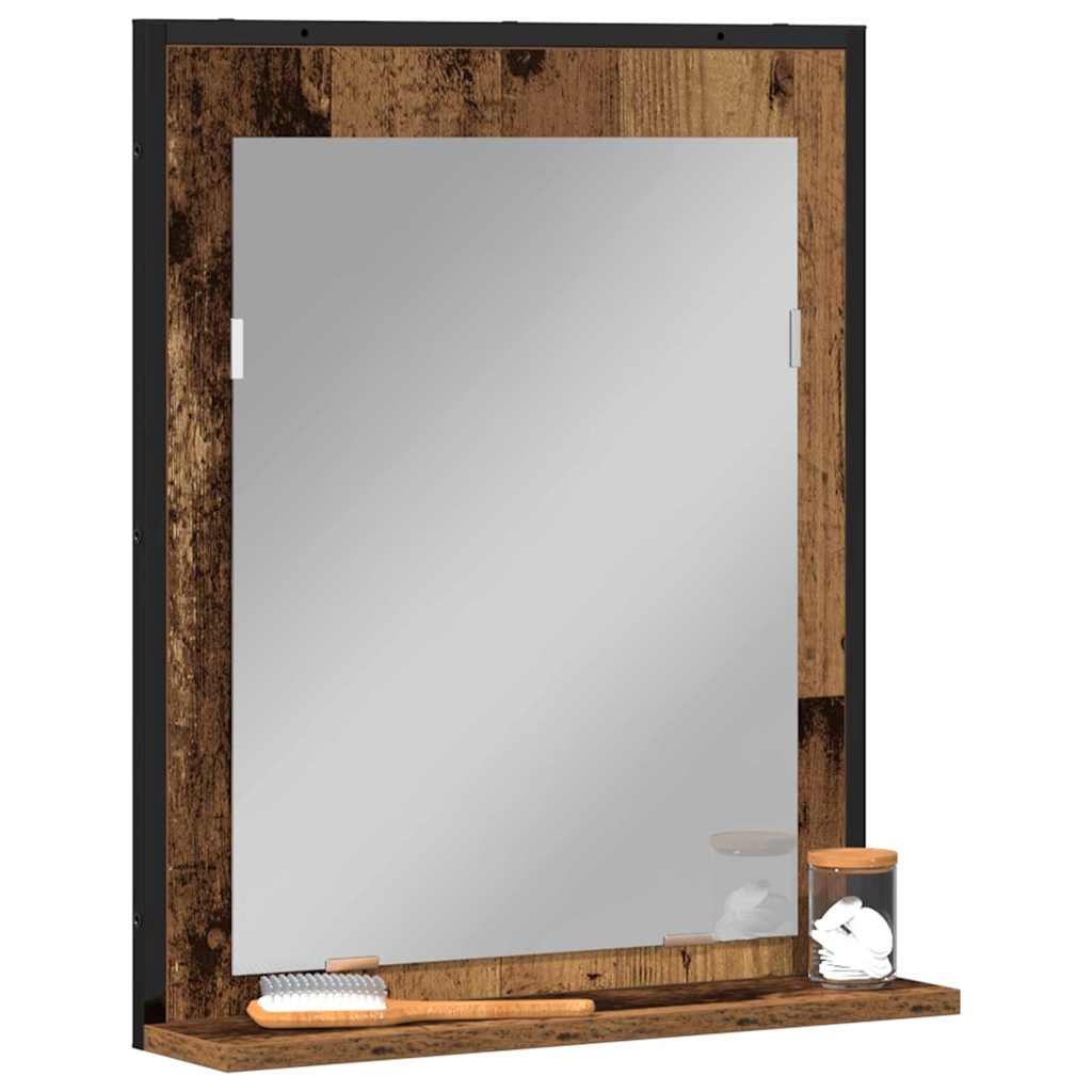 vidaXL Lustro Stare drewno 50 x 12 x 60 cm Szkło i drewno inżynieryjne