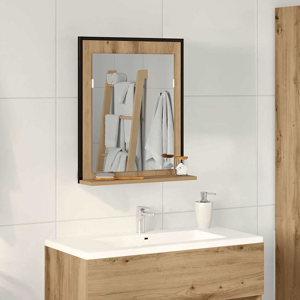 vidaXL Lustro dąb artisan 50 x 12 x 60 cm Szkło i drewno inżynieryjne