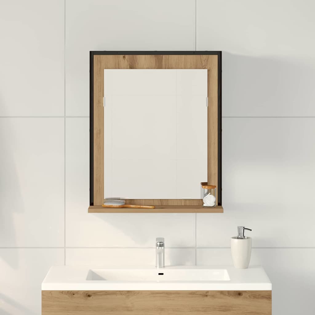 vidaXL Lustro dąb artisan 50 x 12 x 60 cm Szkło i drewno inżynieryjne