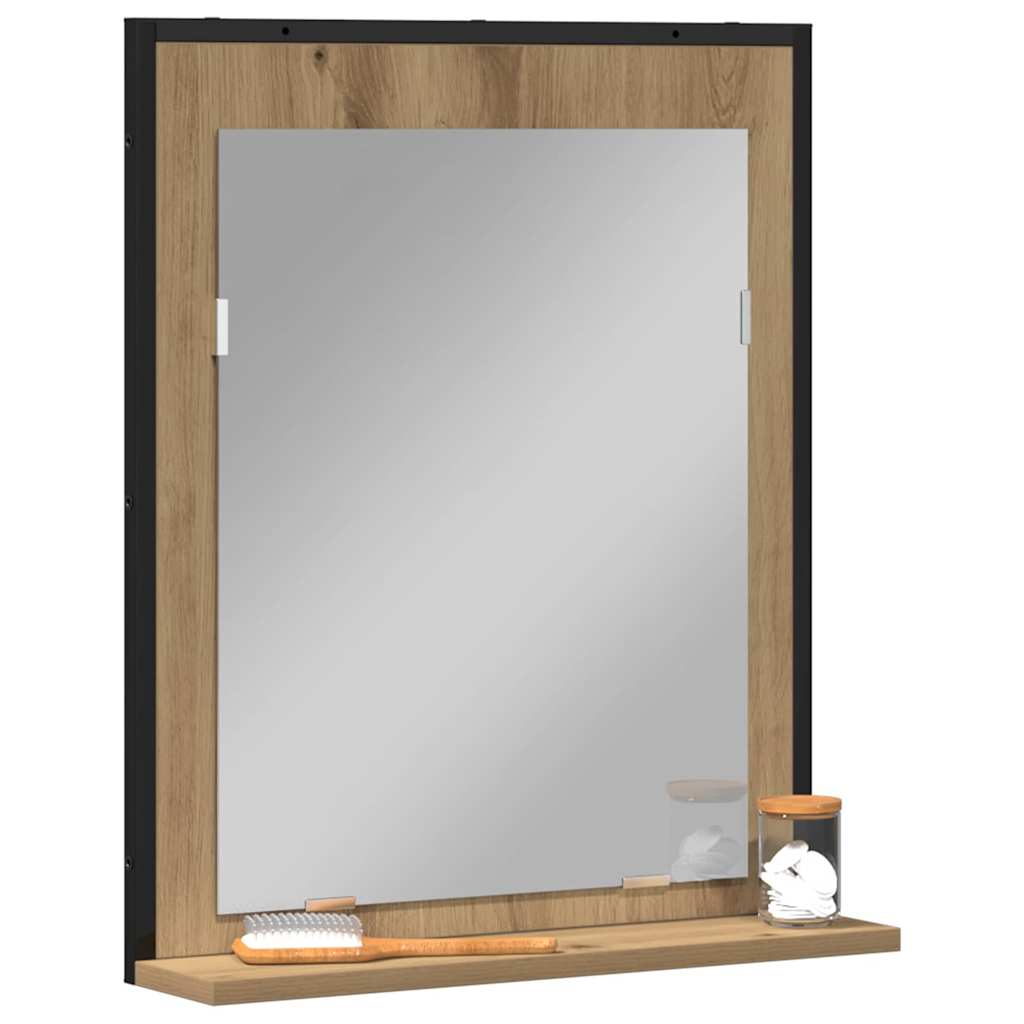 vidaXL Lustro dąb artisan 50 x 12 x 60 cm Szkło i drewno inżynieryjne