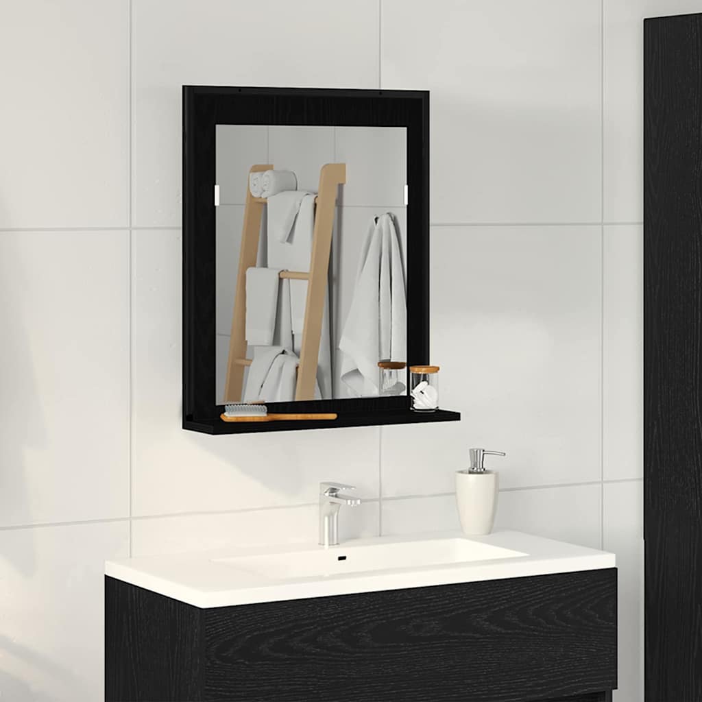 vidaXL Lustro Czarny dąb 50 x 12 x 60 cm Szkło i drewno inżynieryjne