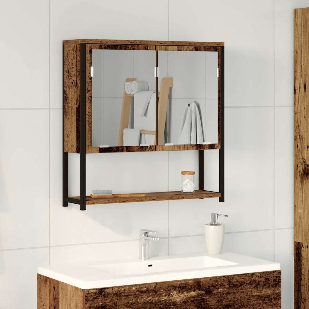 vidaXL Szafka z lustrem z półką Z lustrem Stare drewno 60 x 16 x 60 cm