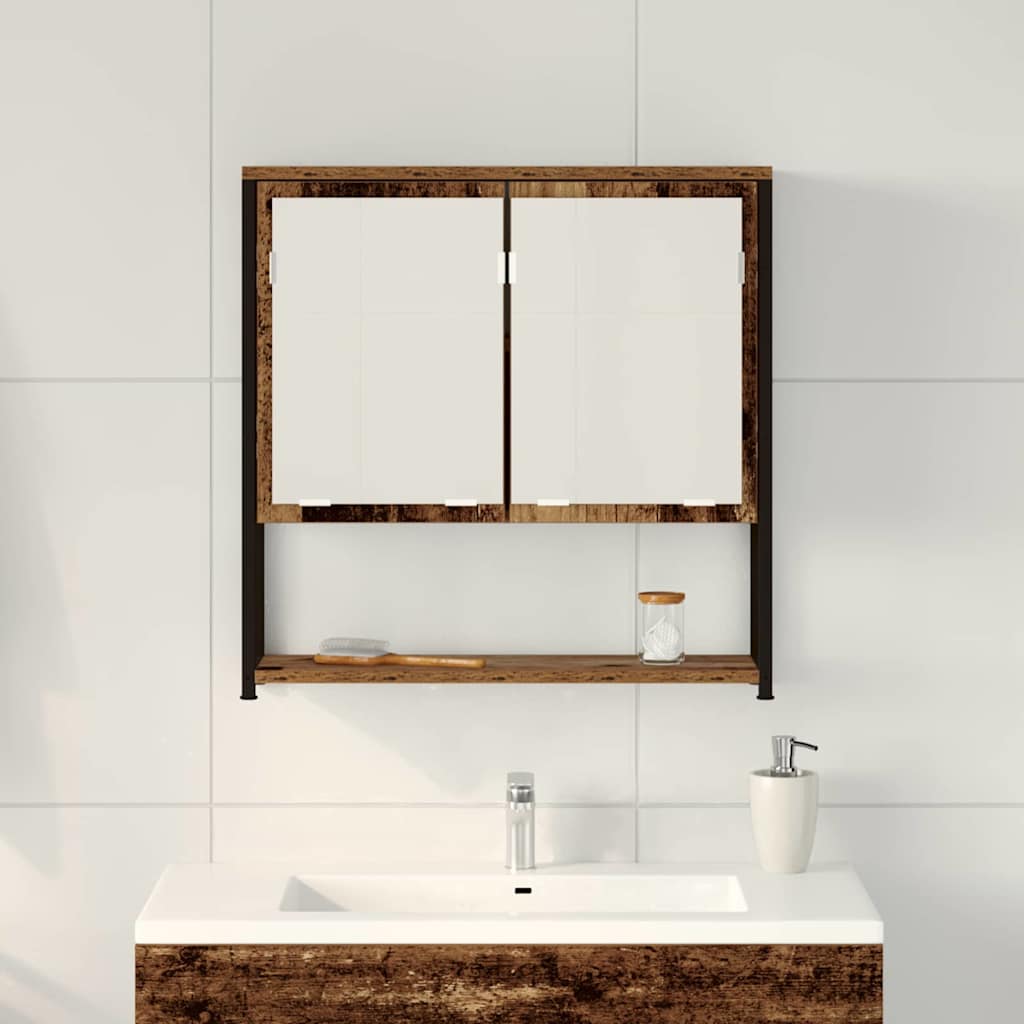 vidaXL Szafka z lustrem z półką Z lustrem Stare drewno 60 x 16 x 60 cm