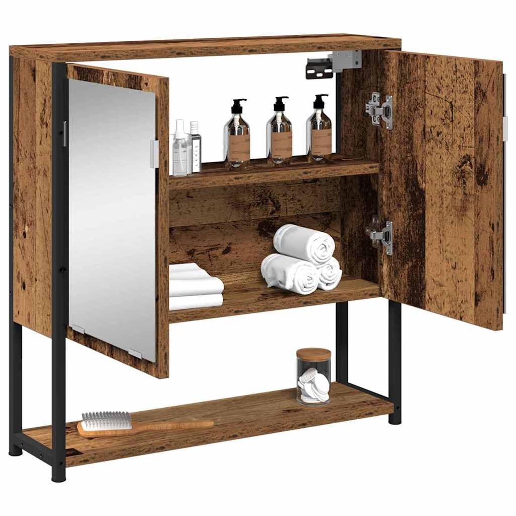 vidaXL Szafka z lustrem z półką Z lustrem Stare drewno 60 x 16 x 60 cm
