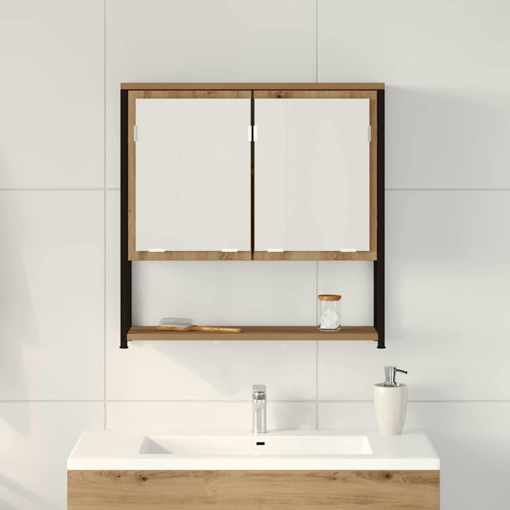 vidaXL Szafka z lustrem z półką Dąb rzemieślniczy 60 x 16 x 60 cm
