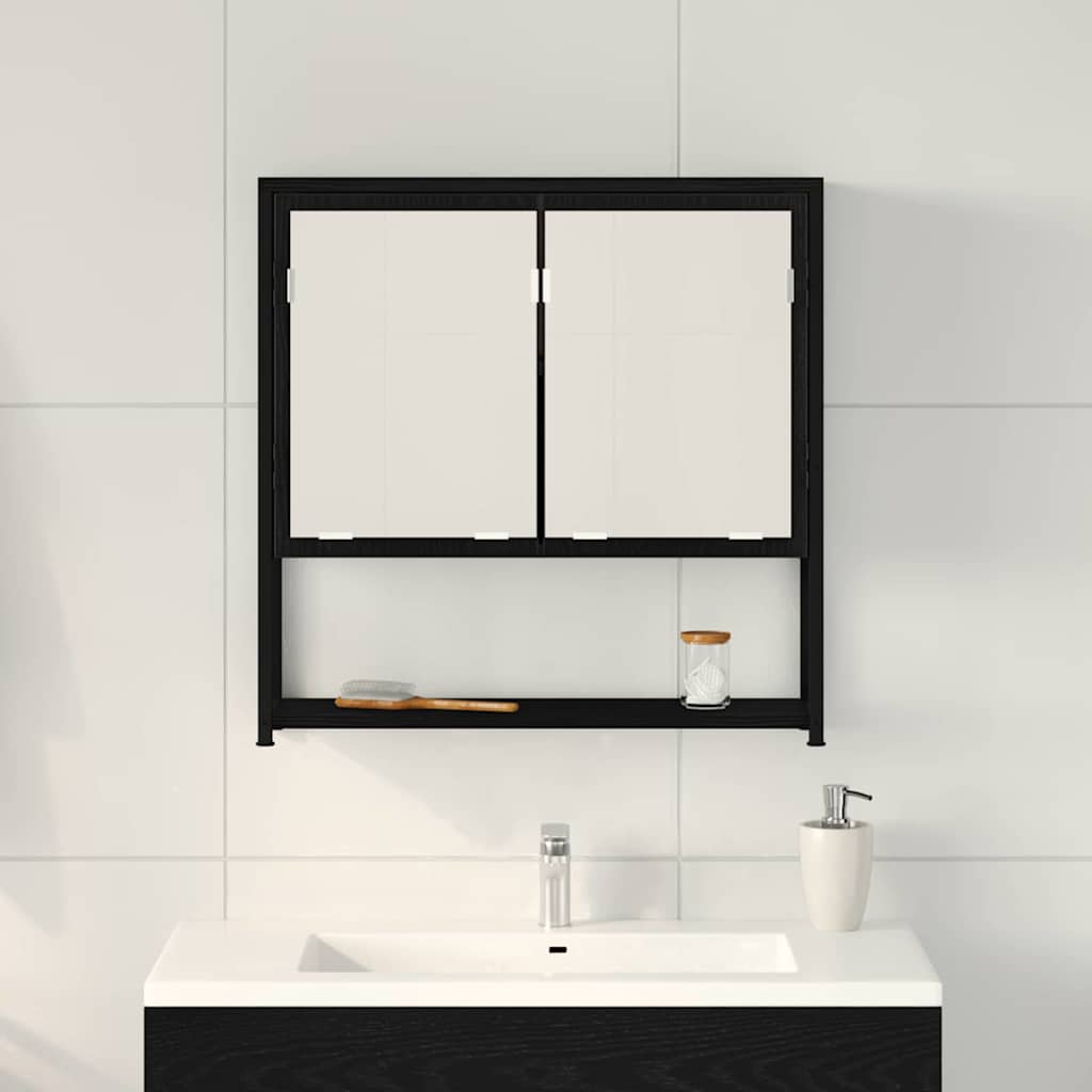 vidaXL Szafka z lustrem z półką z drzwiami Czarny Dąb 60 x 16 x 60 cm
