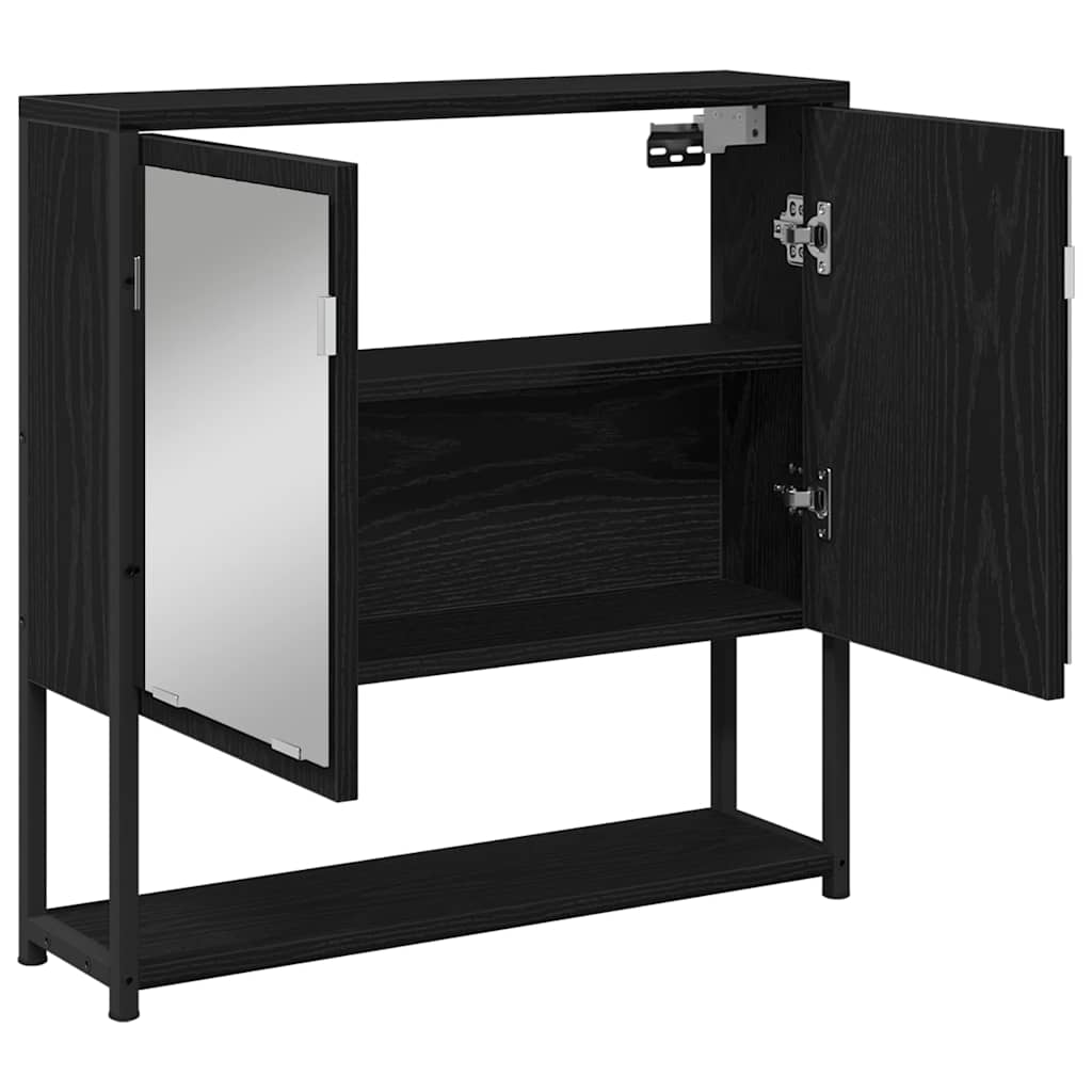 vidaXL Szafka z lustrem z półką z drzwiami Czarny Dąb 60 x 16 x 60 cm